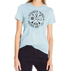 STRANGER THINGS Friends Don't Lie Graphic Vintage Tee Light Blue Medium